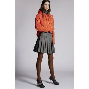 NWT DSQUARED2 Steel Grey Pleated Wool Skirt IT 38 / US 2